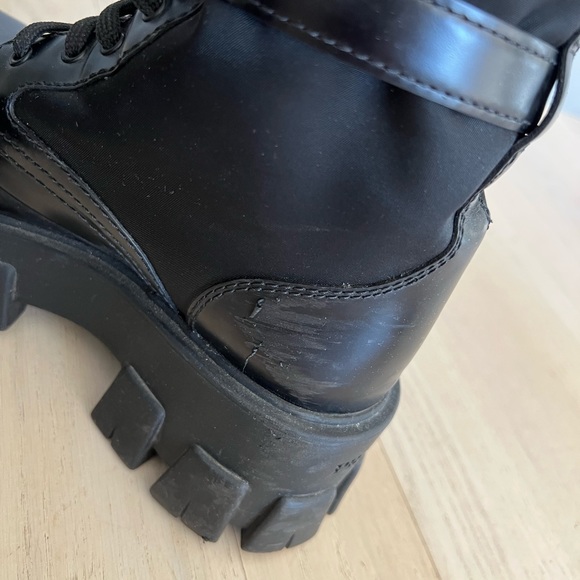 PRADA monolith leather and nylon biker boots with shearling lining black size 35 - Picture 7 of 8